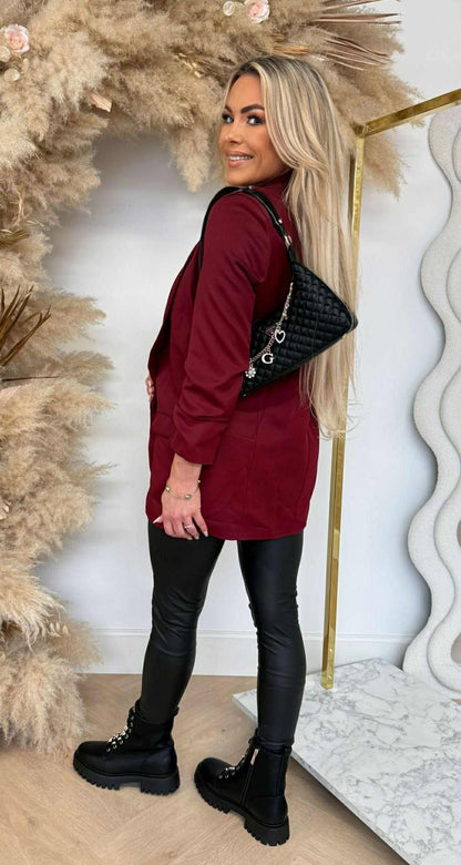 MUST-HAVE CROPPED ÄRMEL BLAZER BORDEAUX