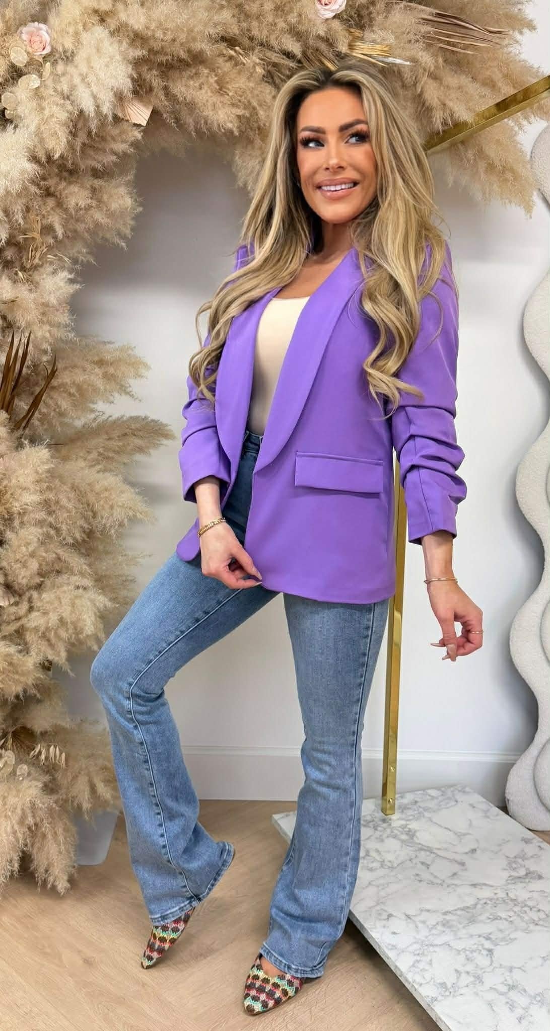 MUSTHAVE CROPPED ÄRMEL BLAZER PURPLE