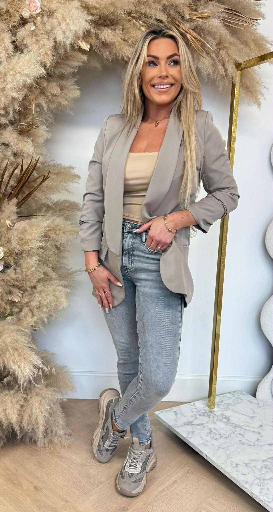 BLAZER COURT INDISPENSABLE MANCHES LONGUES TAUPE