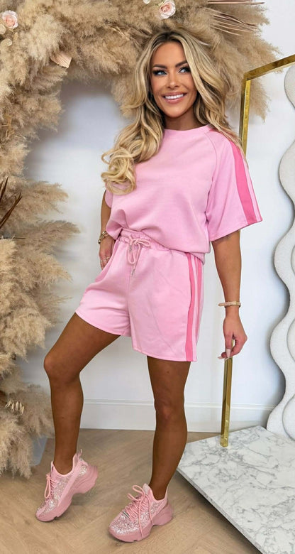 MUSTHAVE STREIFEN SHORT SET ROSA