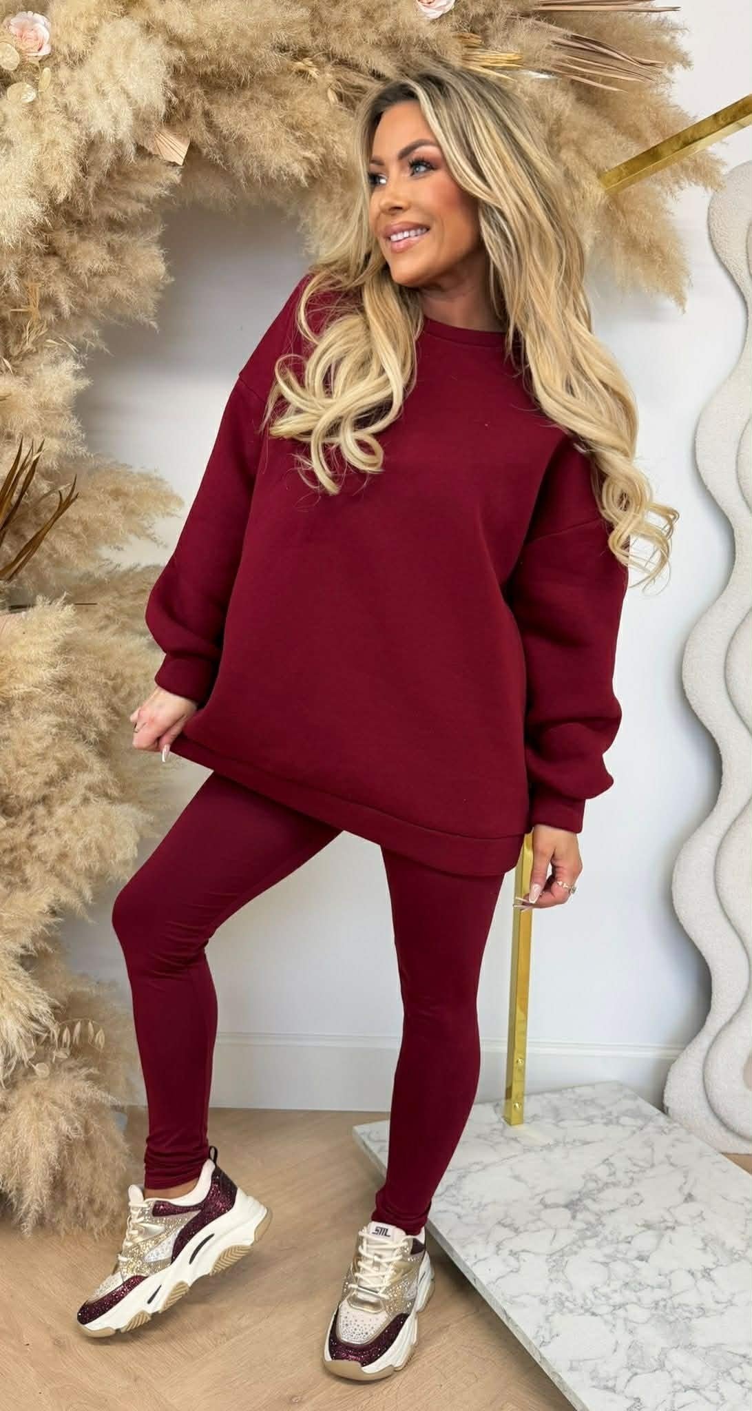 MYBEL FLEECE SET BURGUNDY