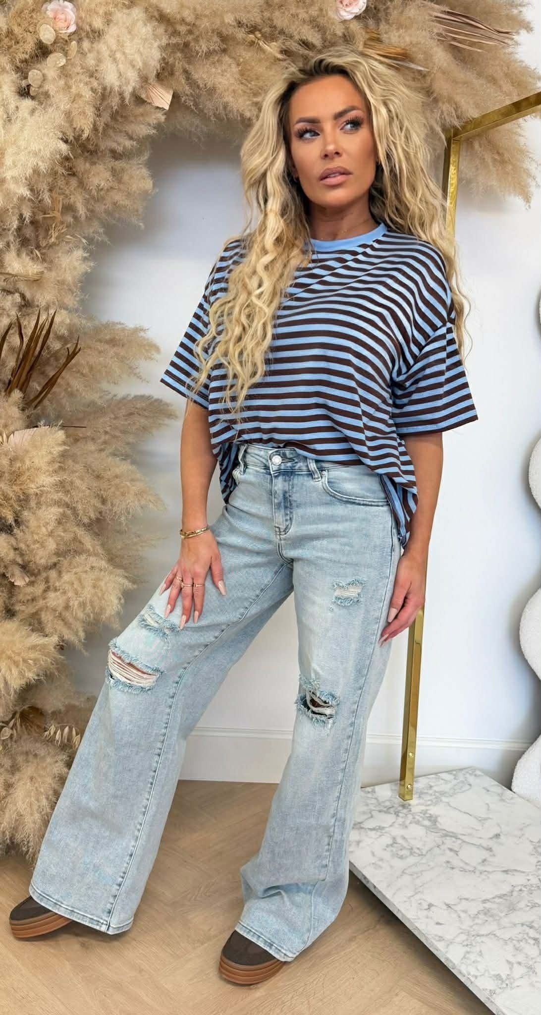 NENY RAYÉ TOP BLEU/CHOCO
