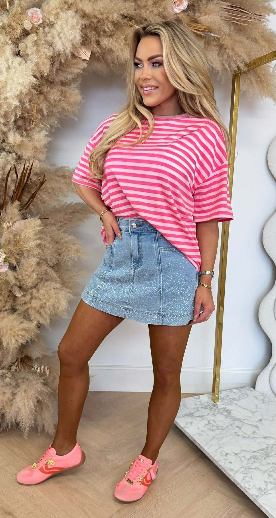 NENY STRIPE TOP PINK/PINK