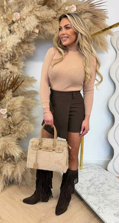 MILEY TURTLE BASIC RIB TOP 18002 TAUPE