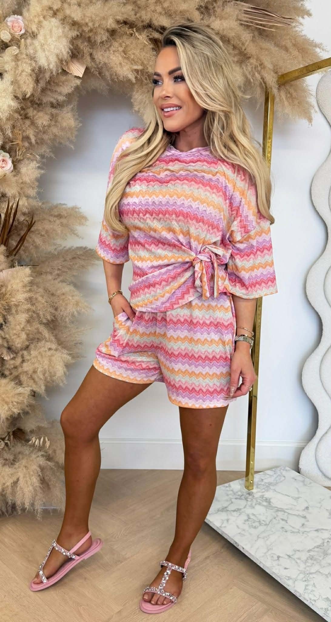 NEW KNOOP LUREX SET PINK