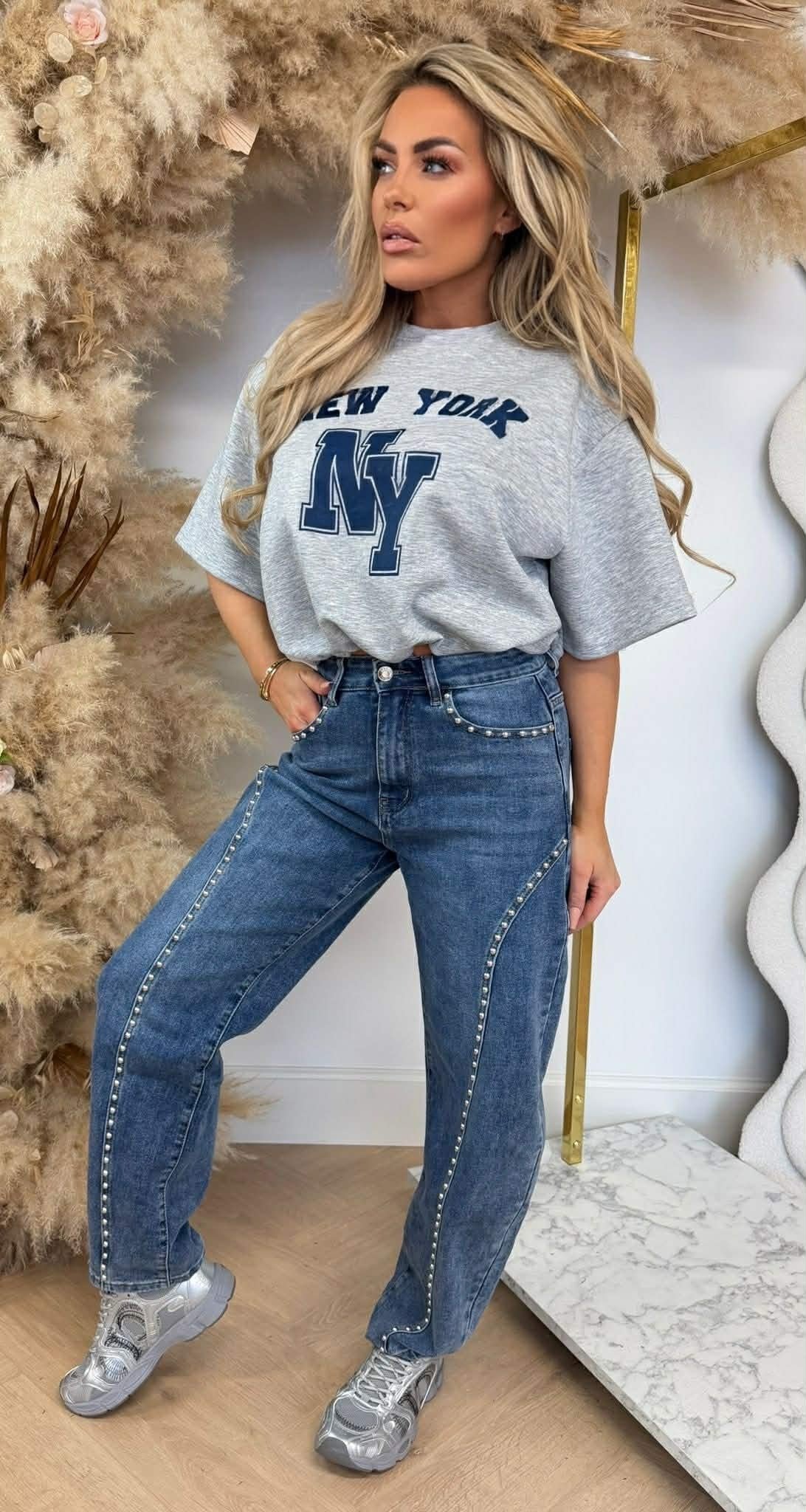 NEW YORK CROPPED SHIRT GRAU