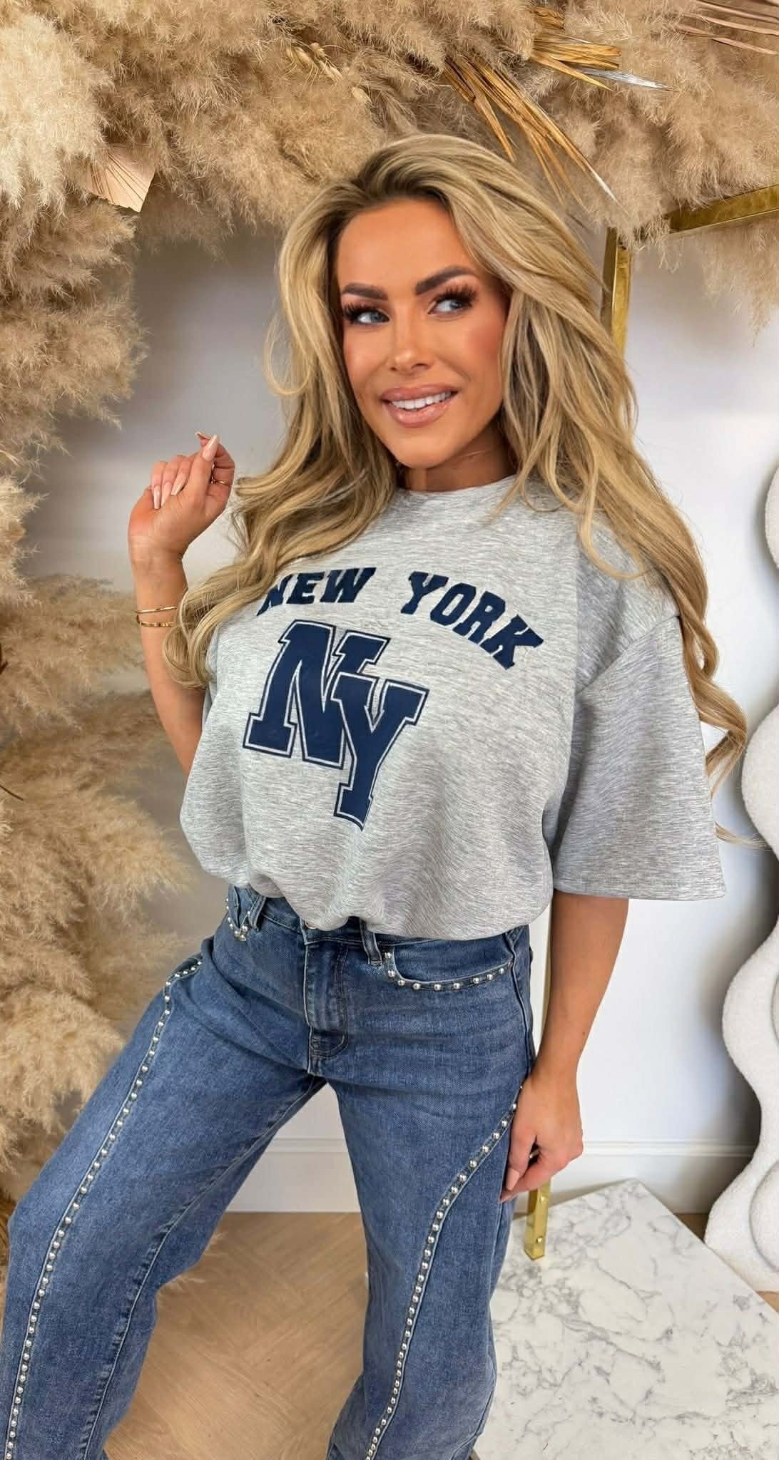 NEW YORK CROPPED SHIRT GRAU