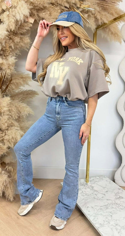 CHEMISE COURTE NEW YORK TAUPE