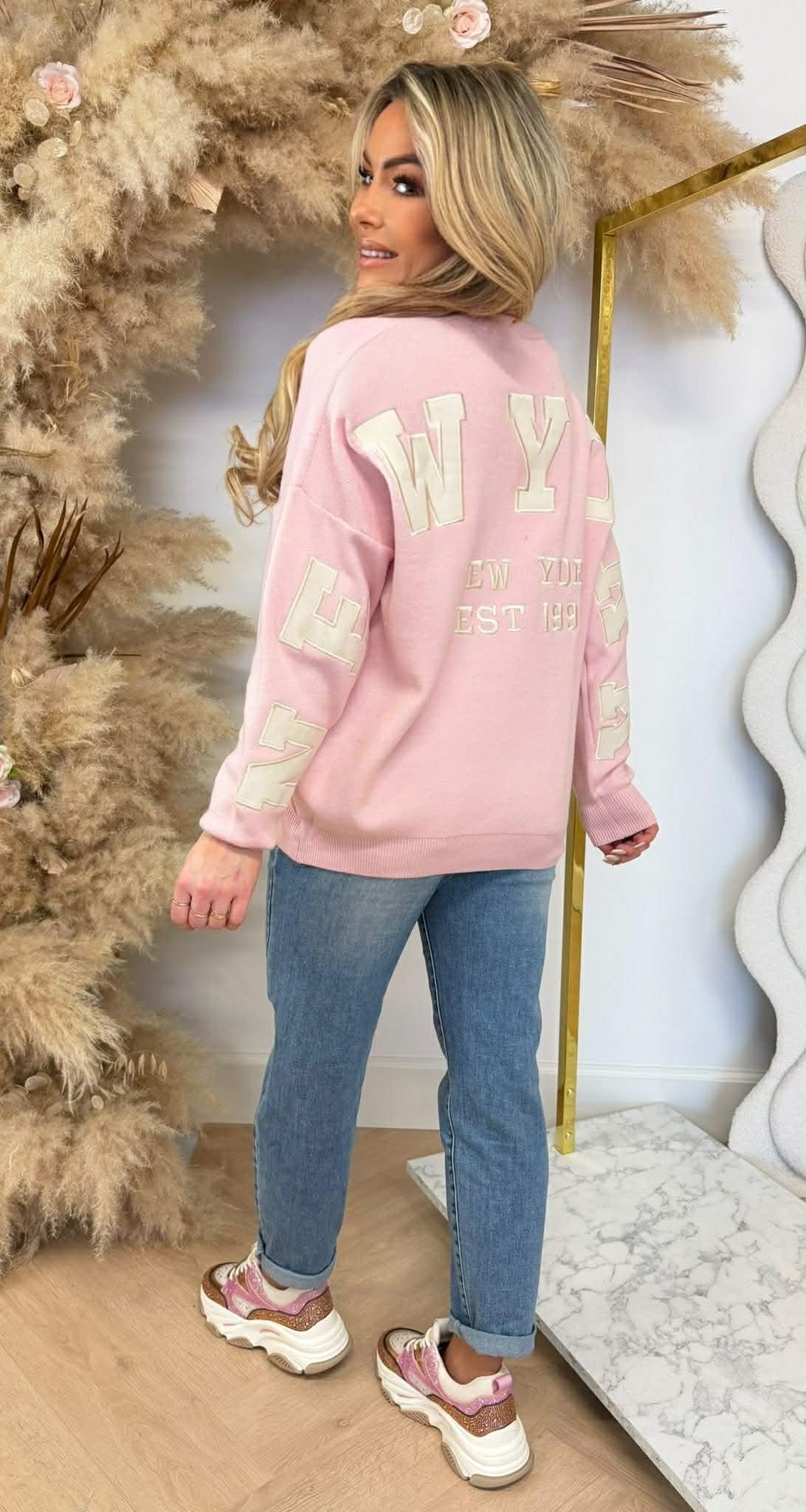 NEW YORK TEXT SWEAT AM1072 PINK