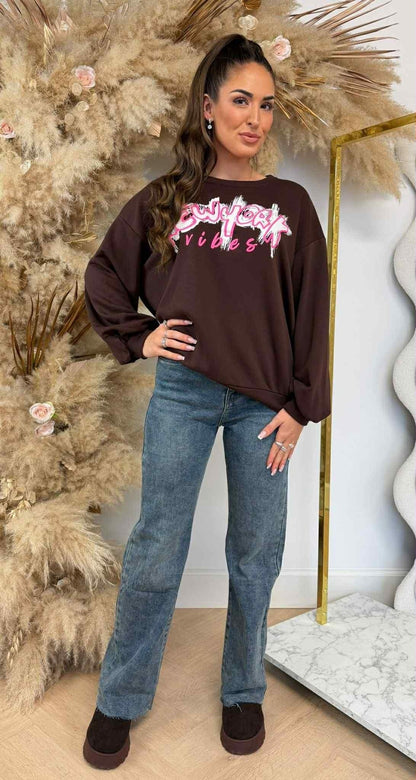 NEW YORK VIBES OVERSIZED SWEAT 801811 BRAUN