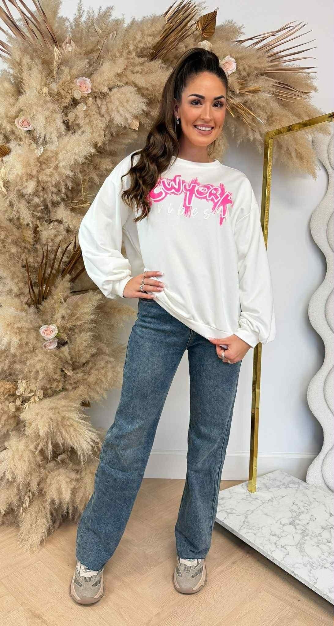SWEAT OVERSIZE NEW YORK VIBES 801811 OFFWHITE