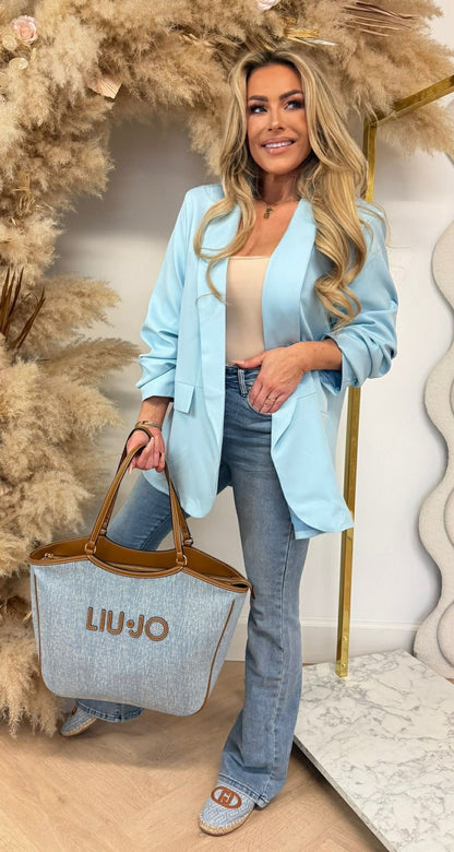 NINA OVERSIZED CROPPED MOUW BLAZER AQUA