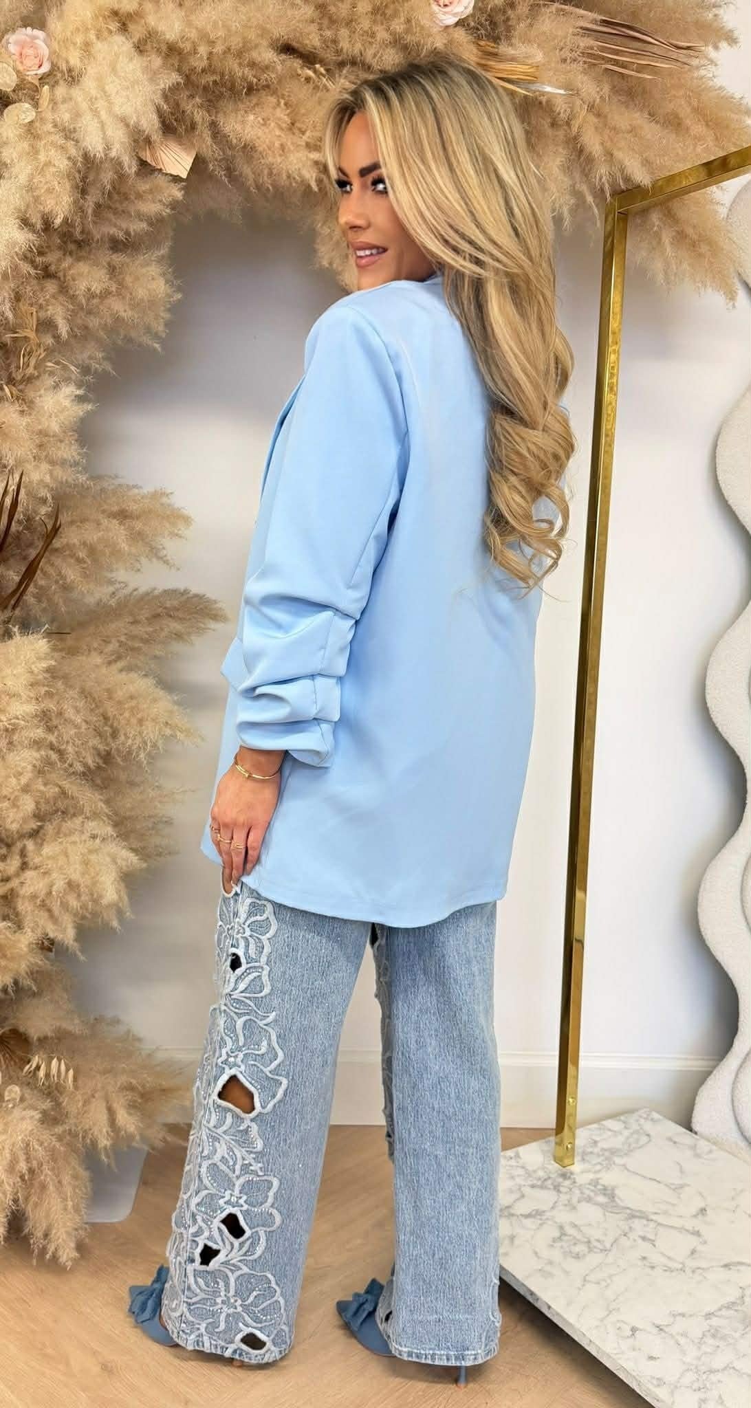 NINA VESTE BLAZER COURTE OVERSIZE BLEU GLACIER