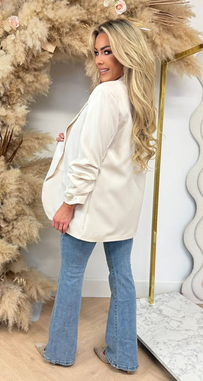 NINA OVERSIZED CROPPED ÄRMELBLAZER HELLBEIGE