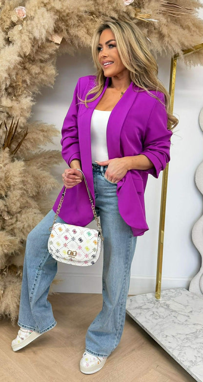 NINA OVERSIZED CROPPED ÄRMELBLAZER LILA