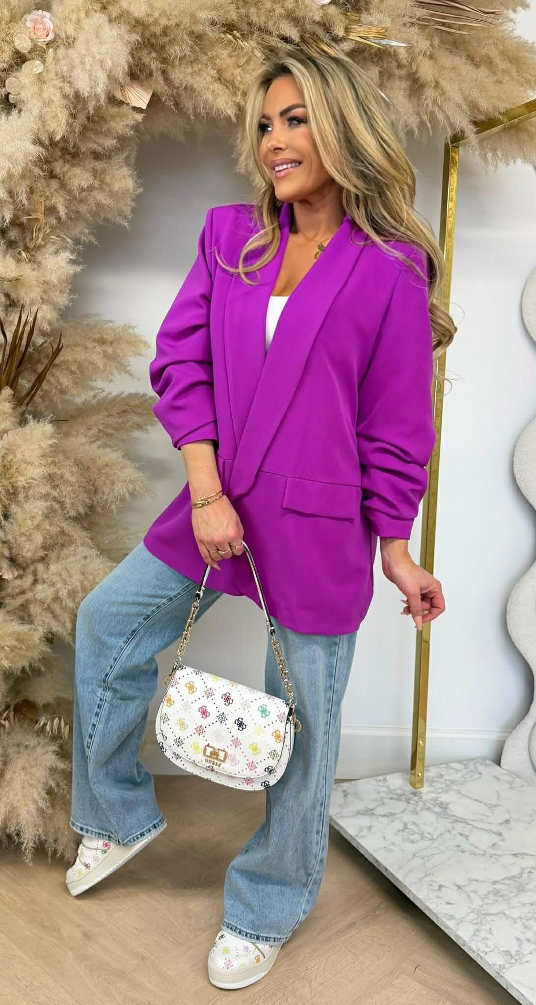 NINA OVERSIZED CROPPED ÄRMELBLAZER LILA