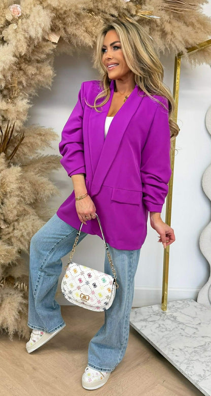 NINA OVERSIZED CROPPED ÄRMELBLAZER LILA