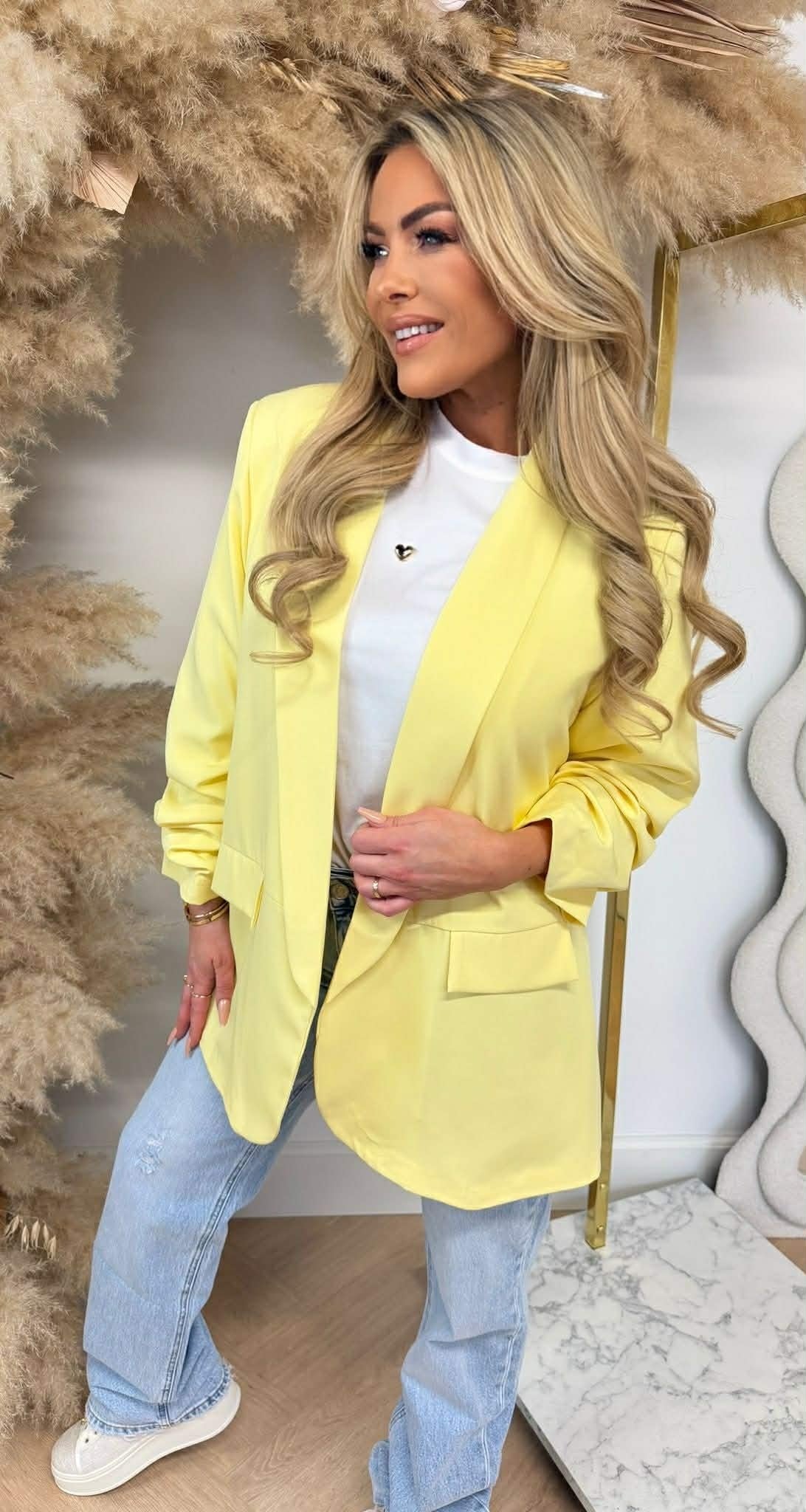 NINA OVERSIZED CROPPED ÄRMELBLAZER GELB