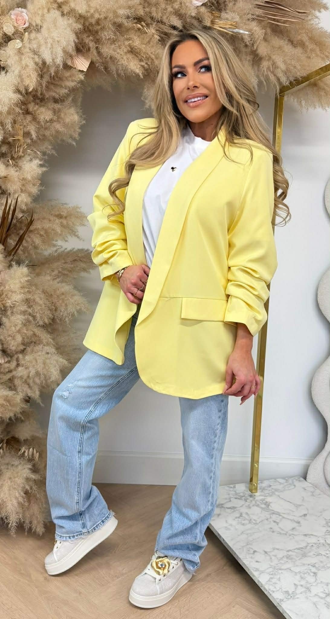 NINA OVERSIZED CROPPED ÄRMELBLAZER GELB