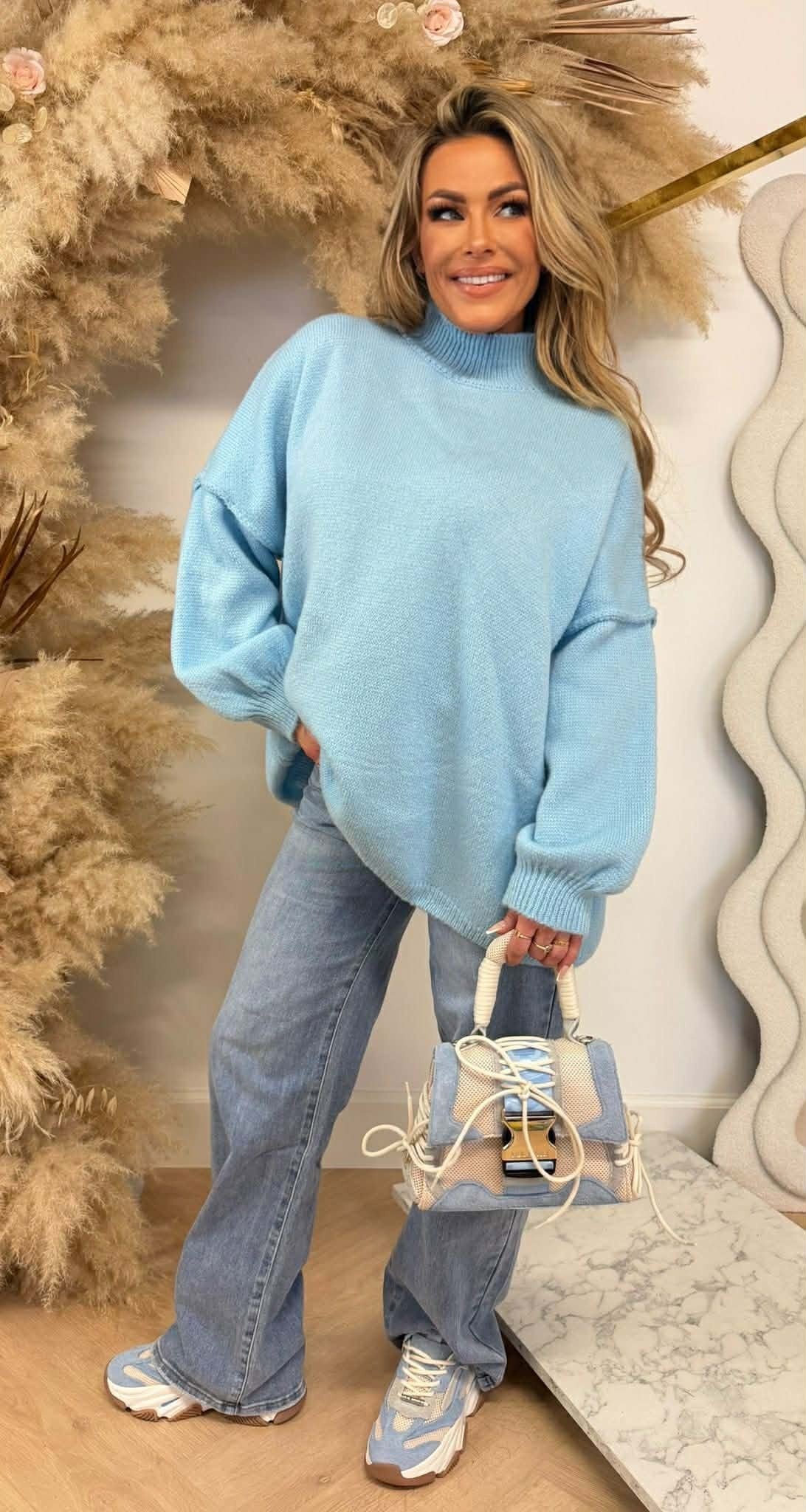 NINE OVERSIZED-NAHT SWEAT ICEBLUE