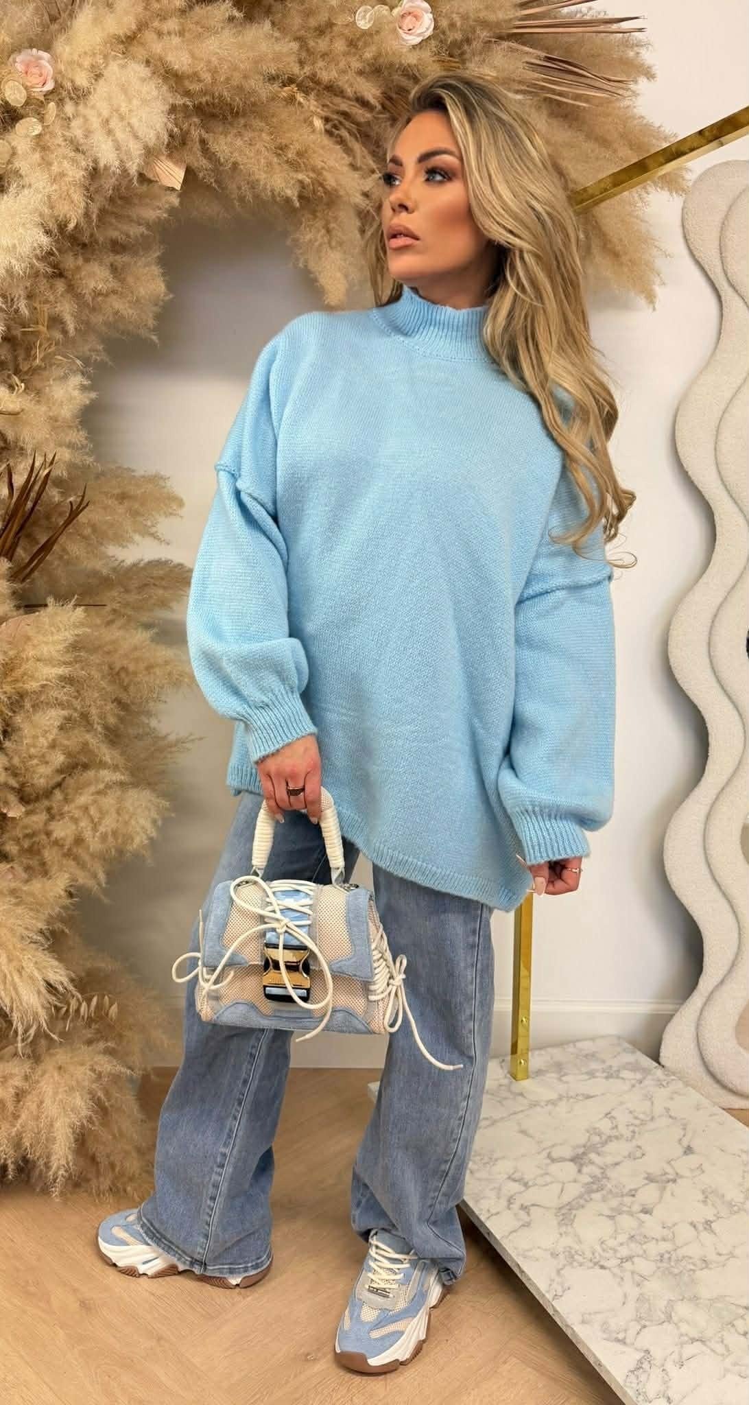 NINE OVERSIZED-NAHT SWEAT ICEBLUE
