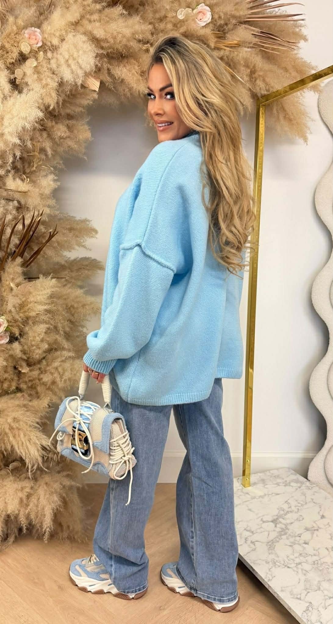 NINE OVERSIZED-NAHT SWEAT ICEBLUE