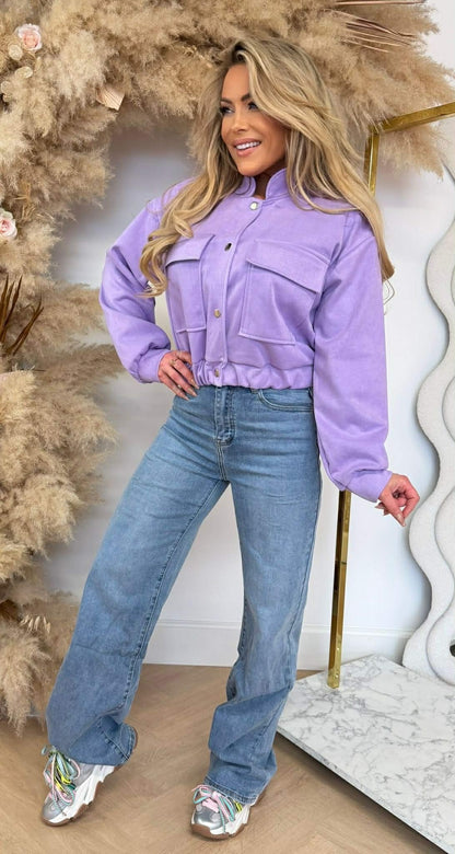 NOE SUEDE LOOK BOMBER JACKET LILA