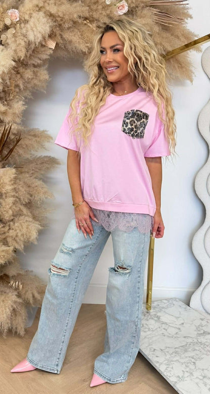 NOVA POCKET LACE SHIRT PINK