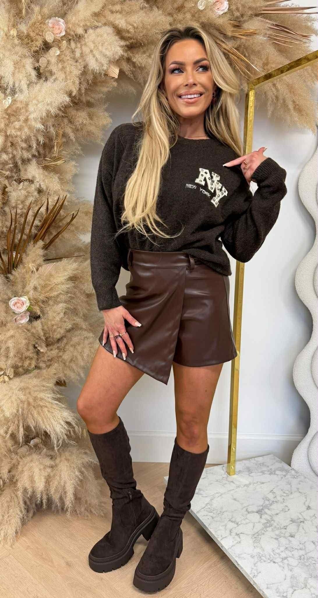 NY STUDDED SWEAT AM863 CHOCO