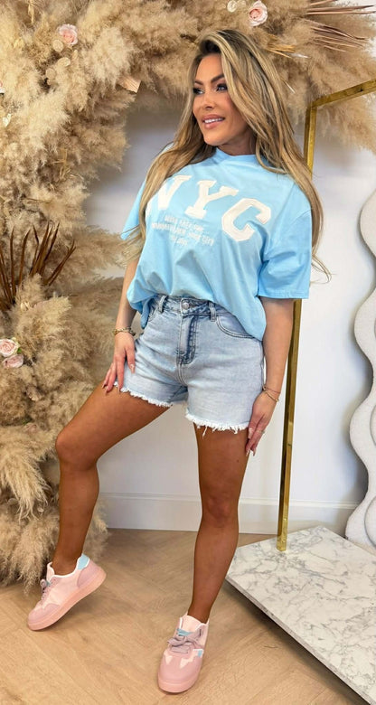 NYC OVERSIZED TEE R7456 BABYBLUE