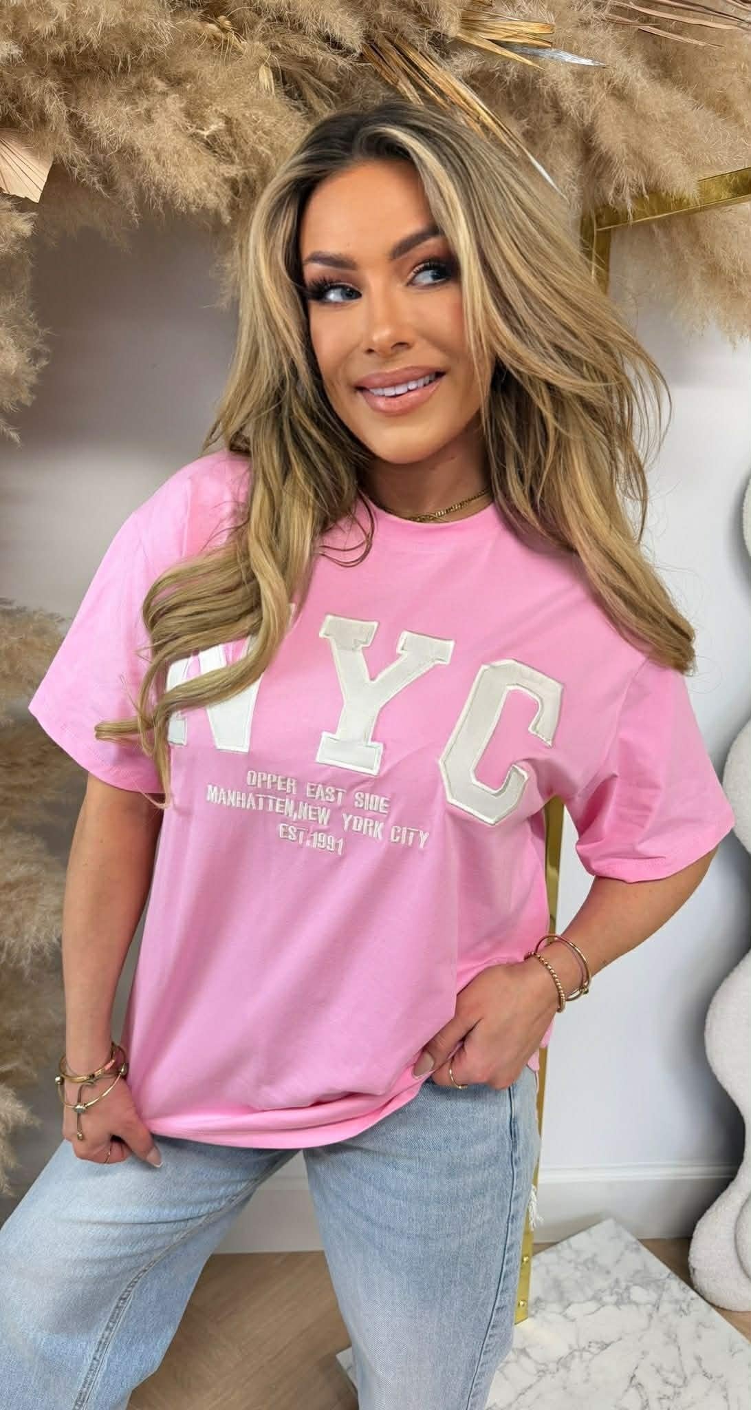 NYC OVERSIZED TEE R7456 PINK
