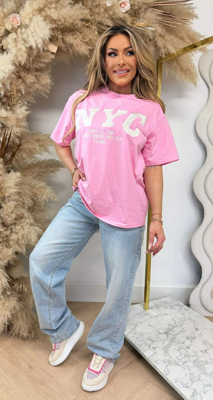 NYC OVERSIZED TEE R7456 PINK