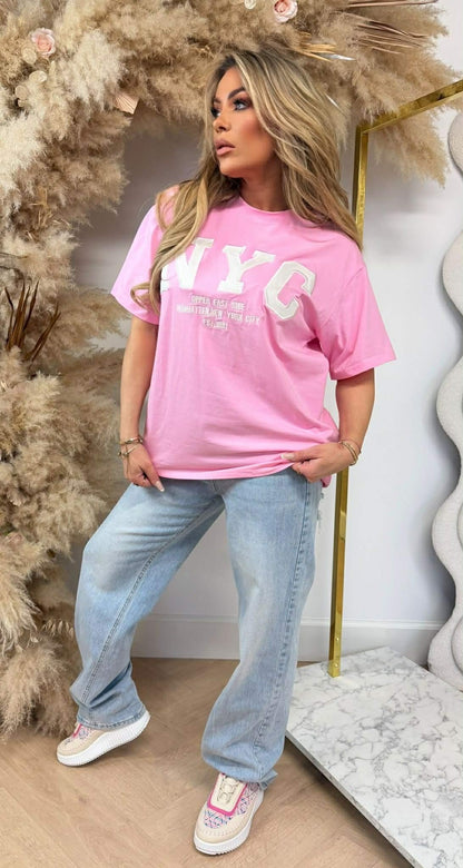 NYC OVERSIZED TEE R7456 PINK