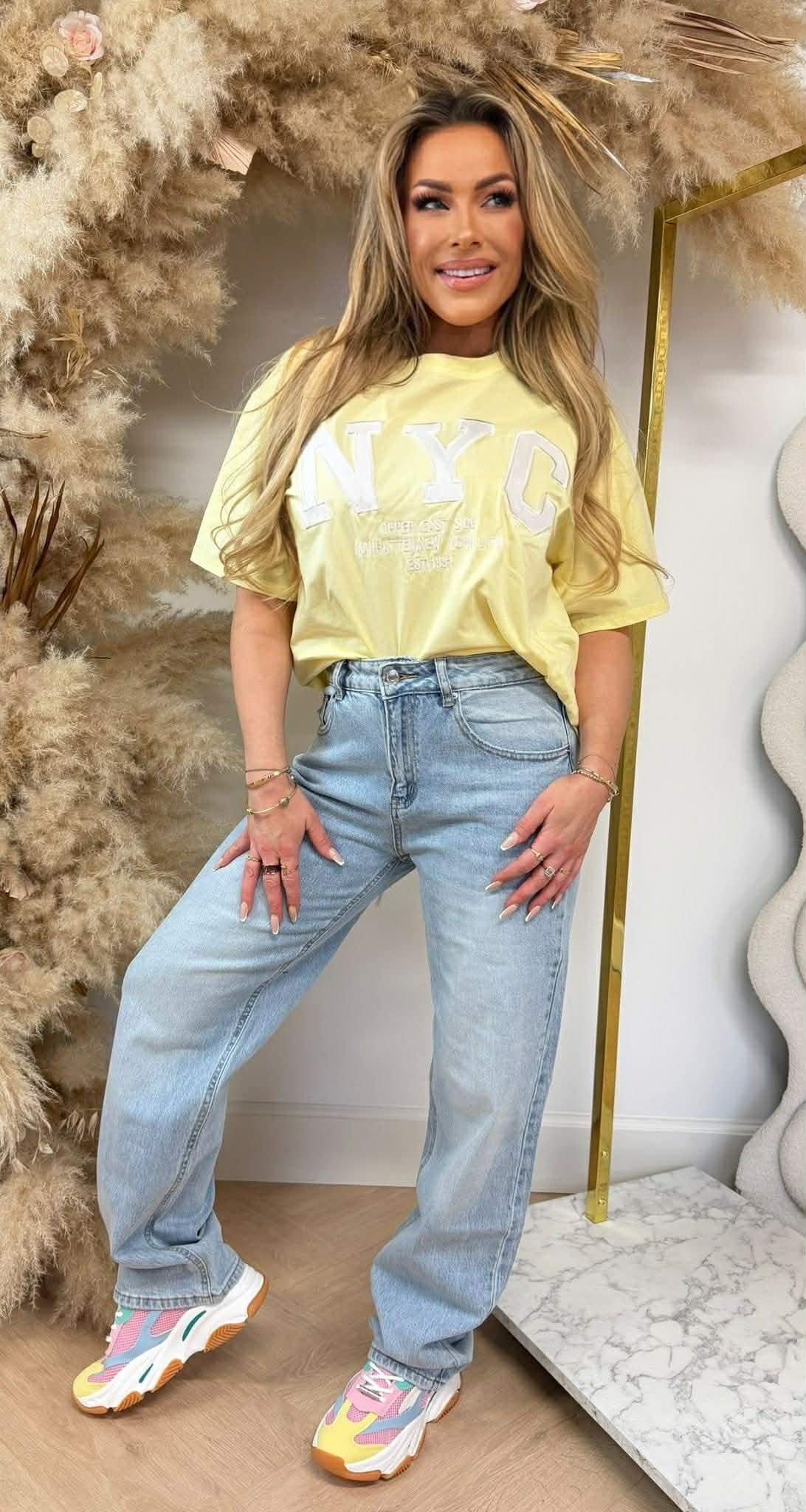 TEE-SHIRT SURDIMENSIONNÉ NYC R7456 JAUNE