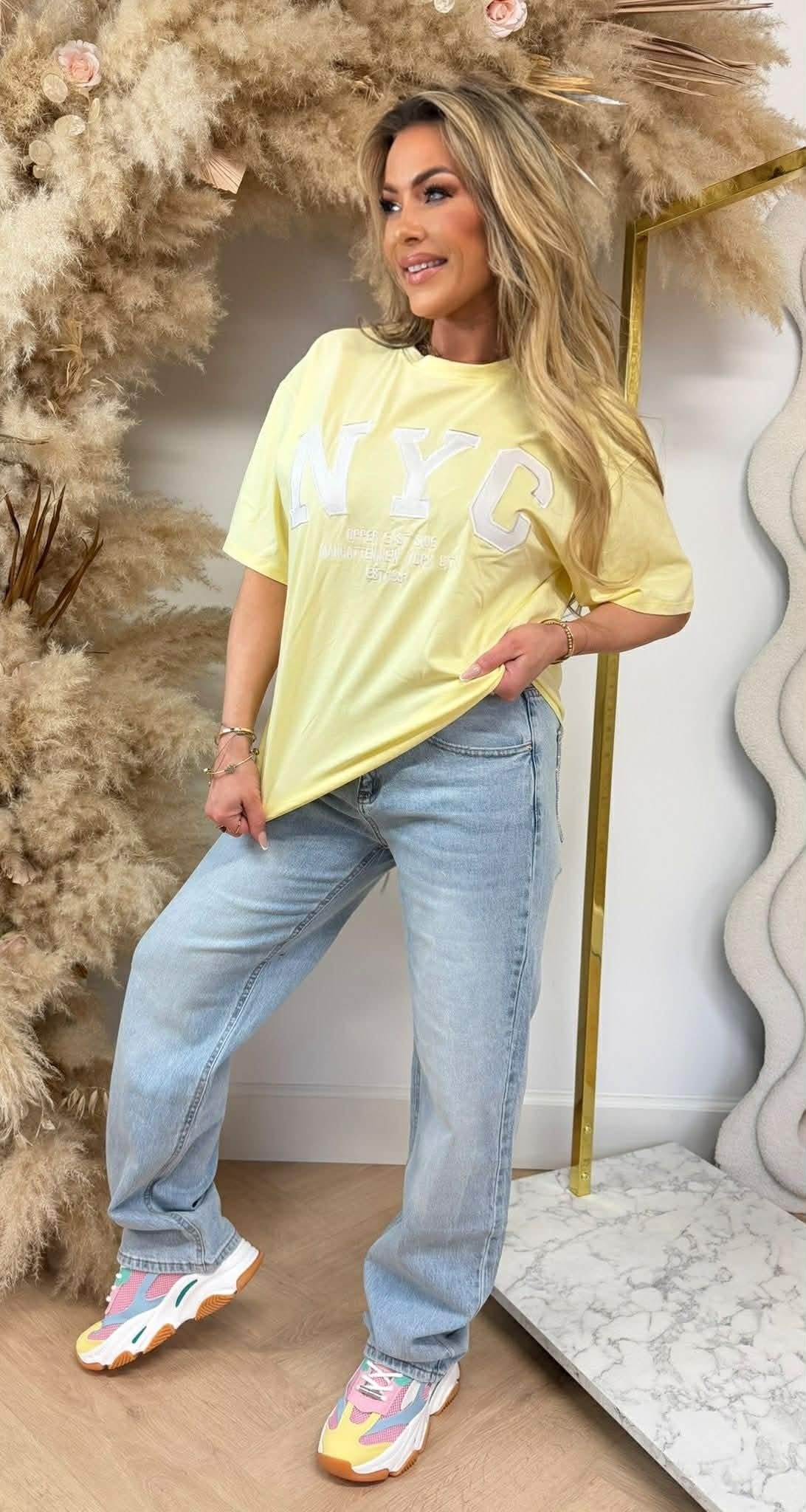 TEE-SHIRT SURDIMENSIONNÉ NYC R7456 JAUNE