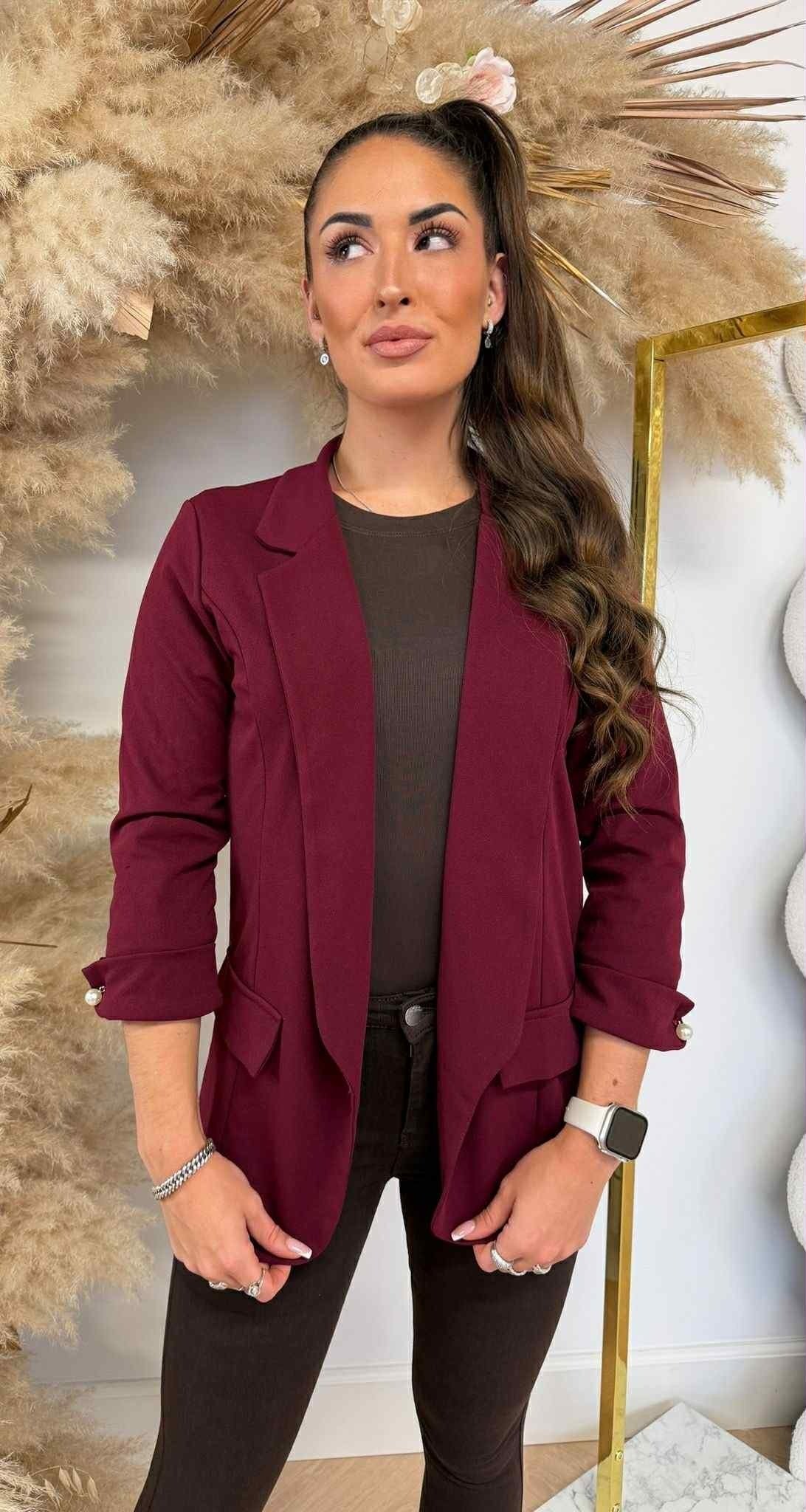 GILET MANCHES PERLES BORDEAUX