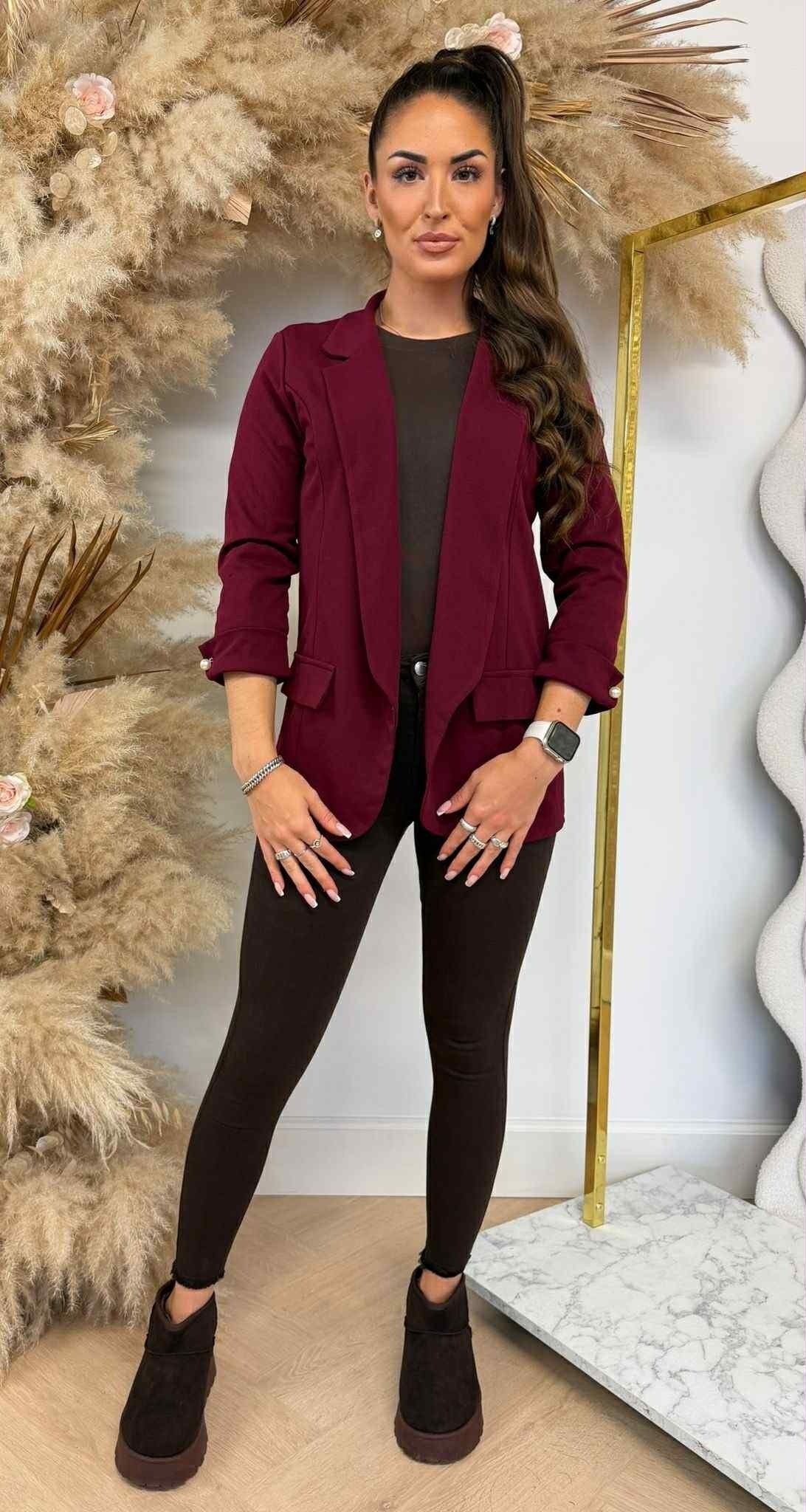GILET MANCHES PERLES BORDEAUX