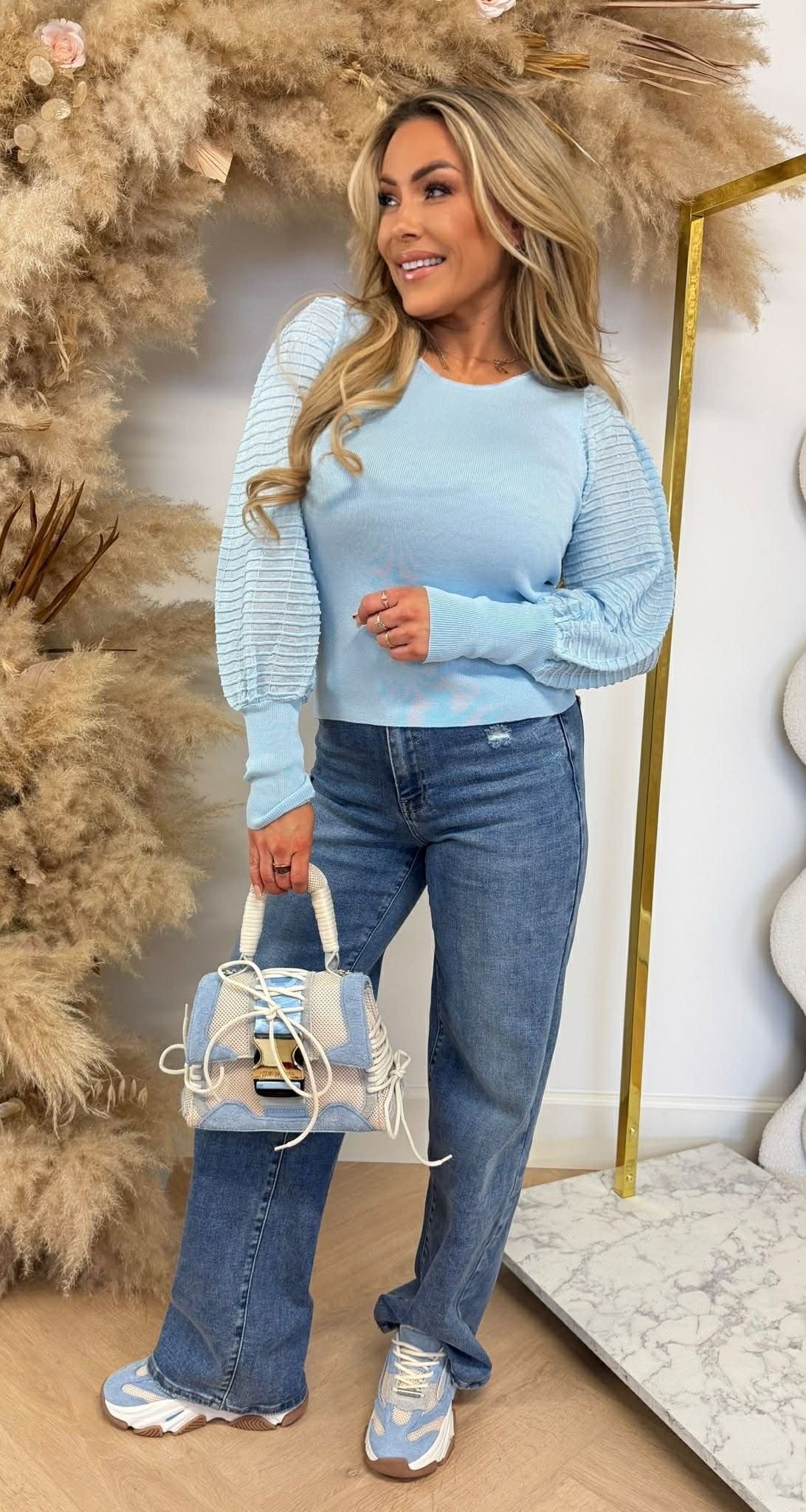 PARI MESH SLEEVE TOP 9369 EISBLAU