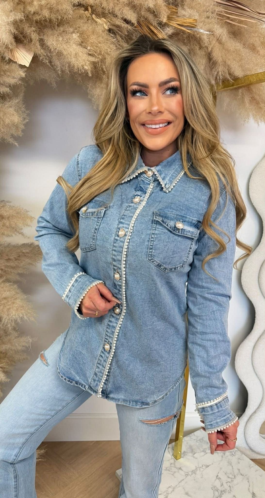 PEARLY JEANSBLUSE 6035 DENIMBLUE