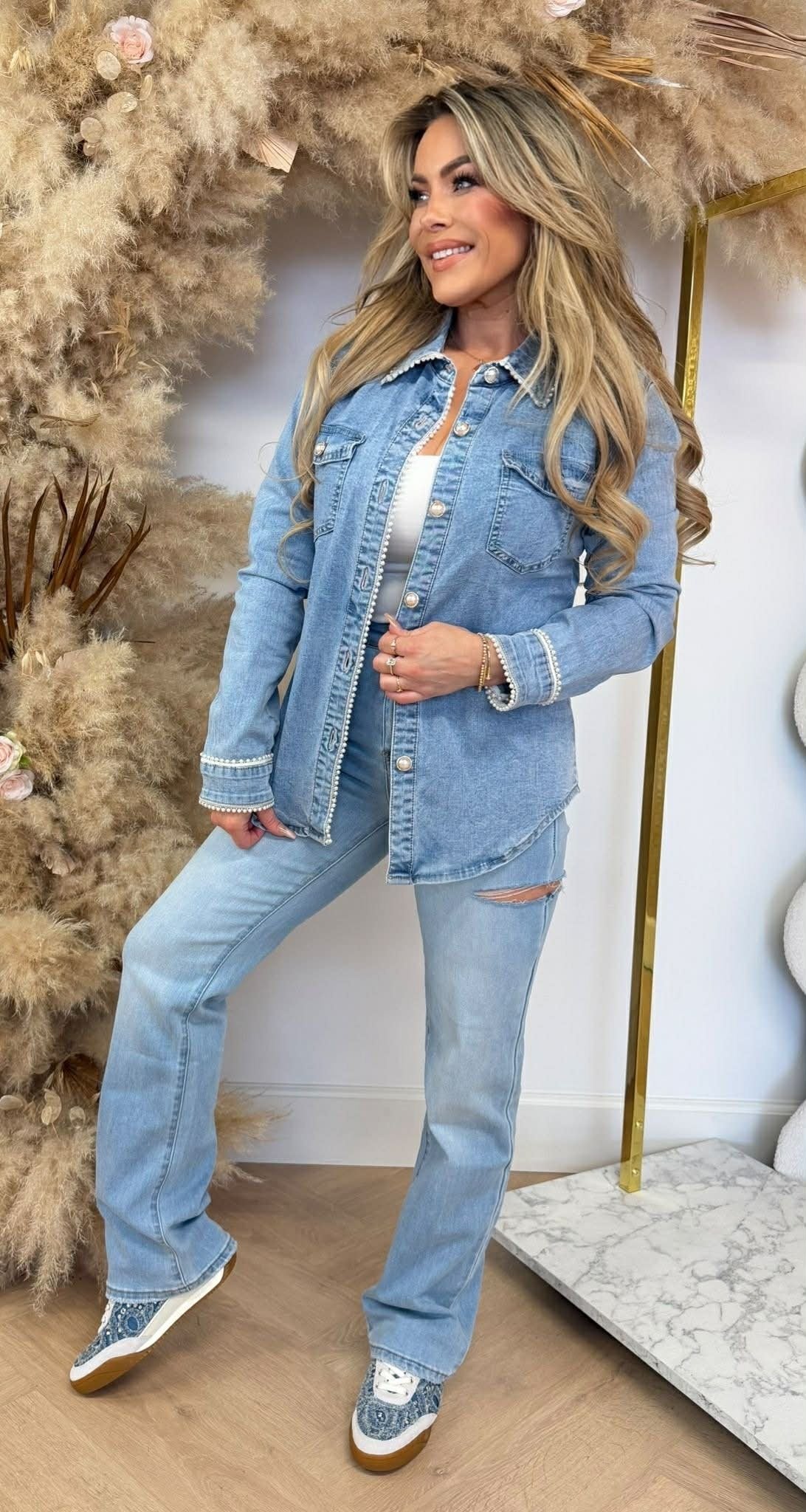 PEARLY JEANSBLUSE 6035 DENIMBLUE