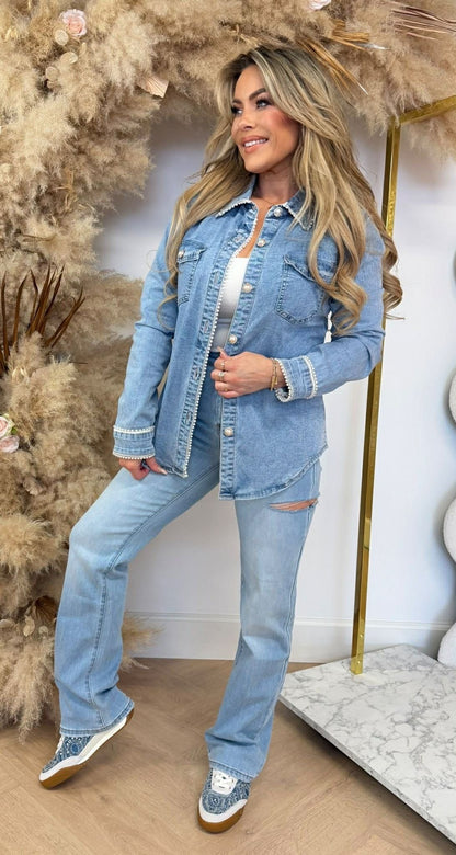 PEARLY JEANSBLUSE 6035 DENIMBLUE