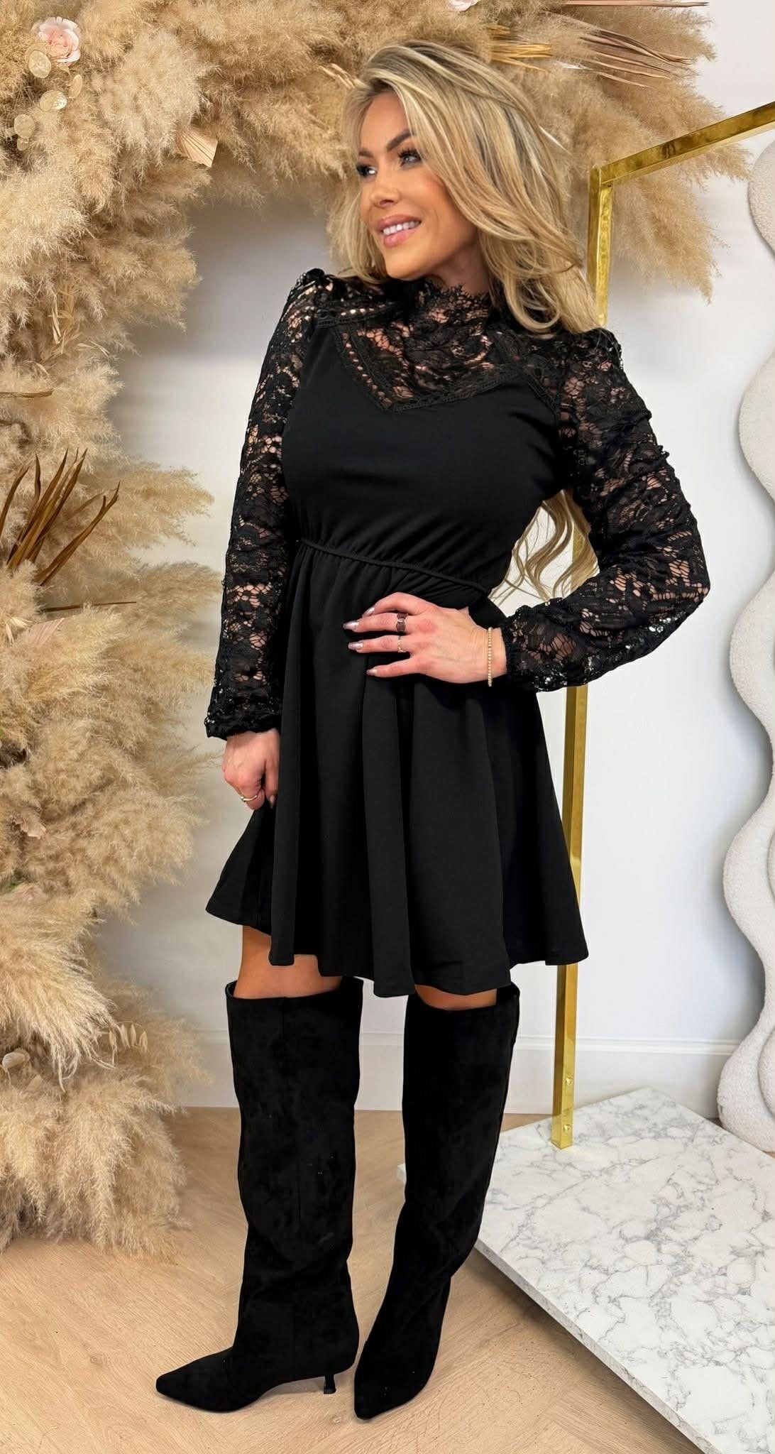SCHOSSBASIS SPITZENKLEID 32098 SCHWARZ