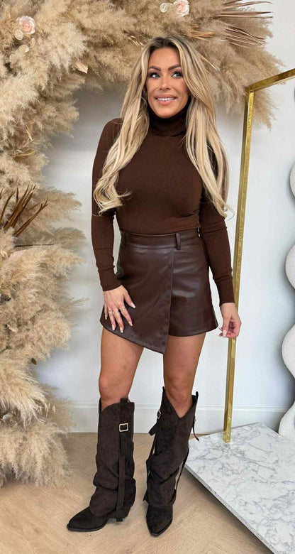 PERFECT BASIC COL ROULE TOP 5010 CHOCO