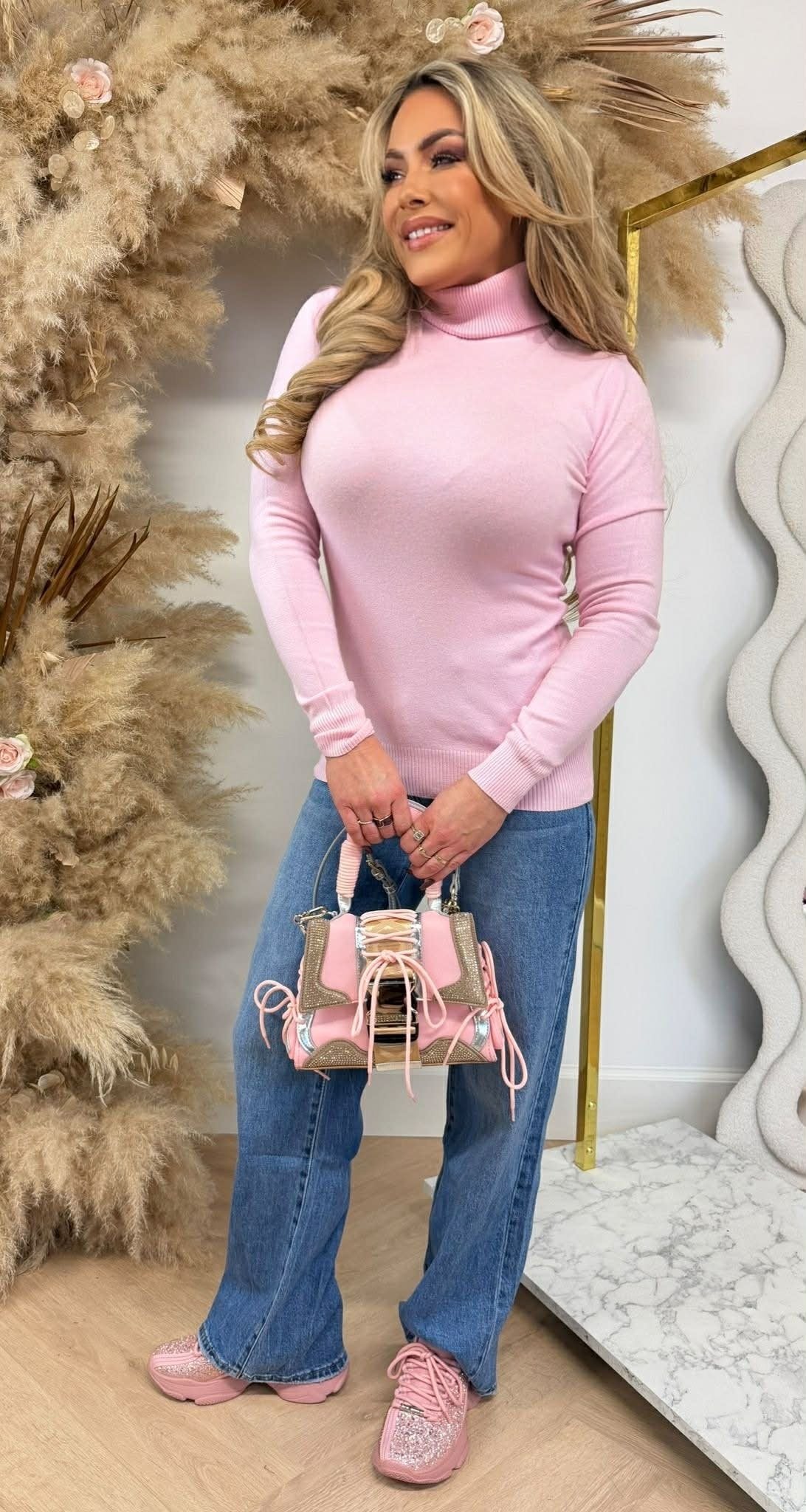 PERFECT BASIC COL ROULÉ TOP 5010 ROSE