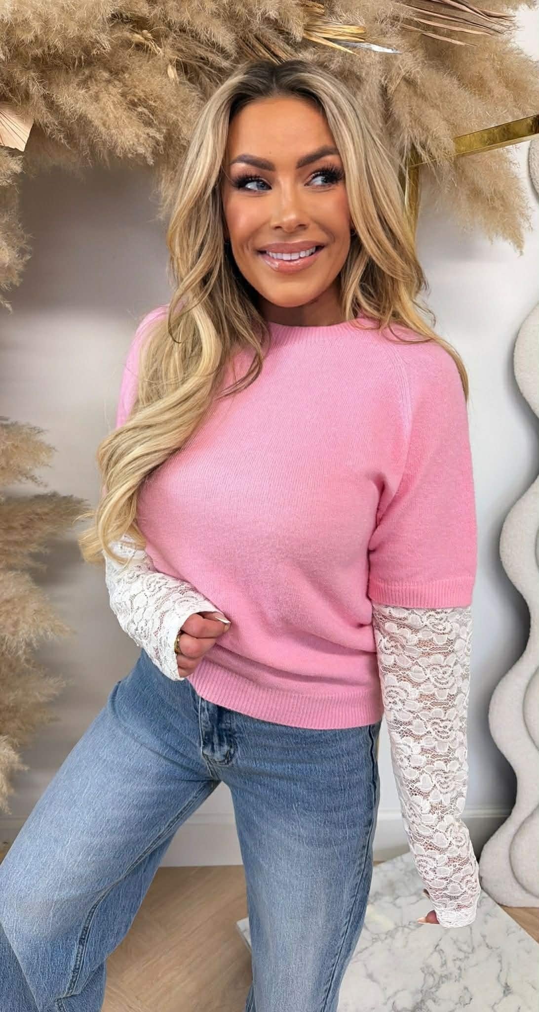 MOHNBLUMENSPITZE ÄRMEL SWEAT LOLLYPOP PINK