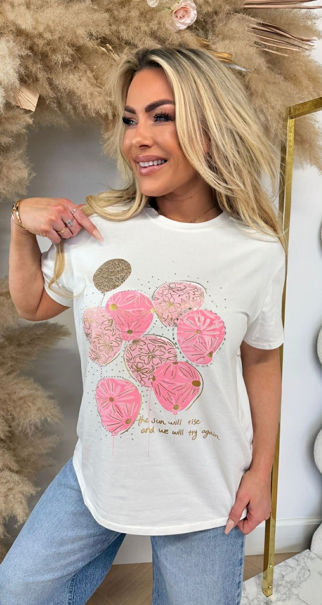 PRINTY BALLOONS TEE *L* PINK