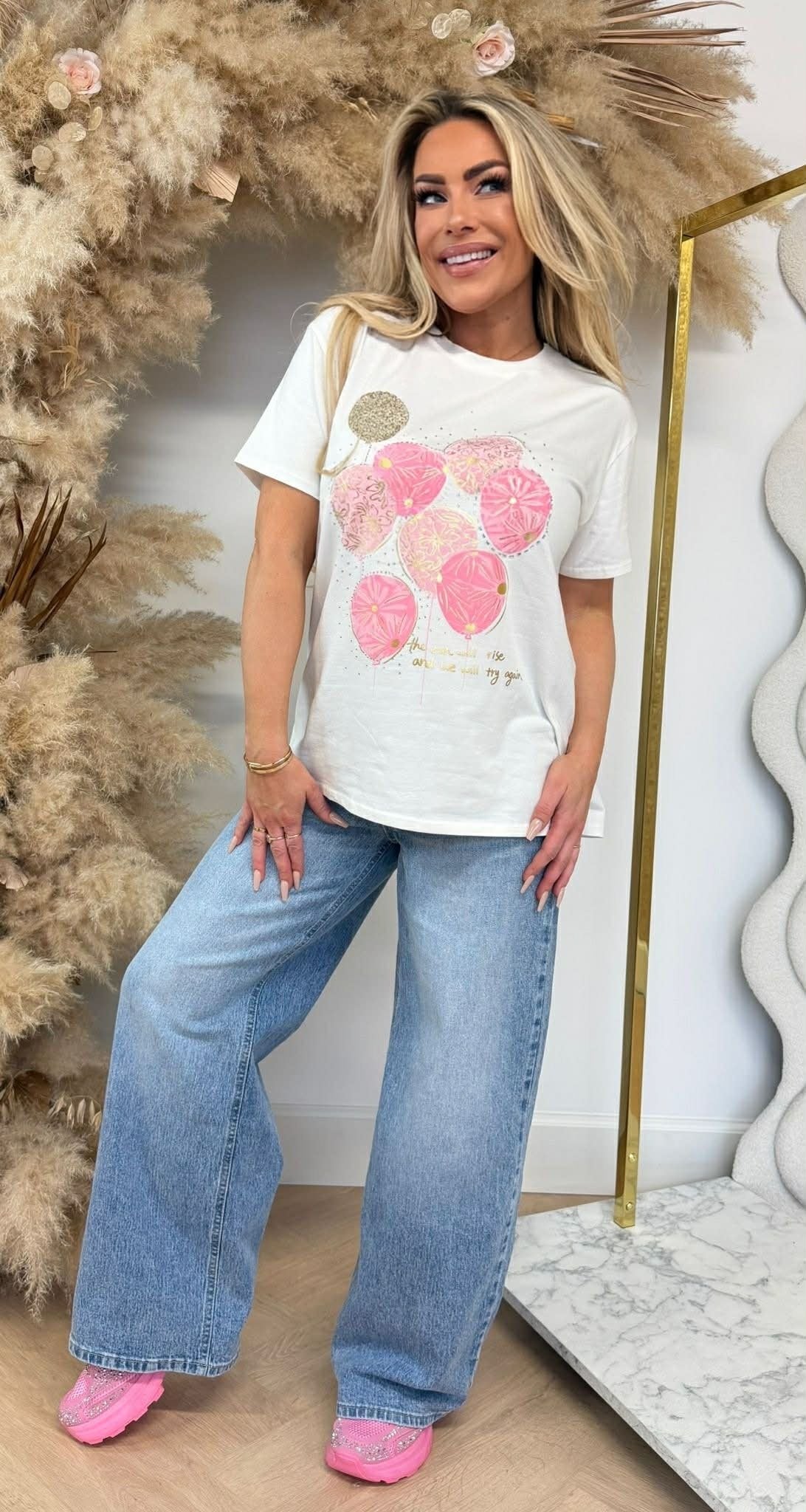 PRINTY BALLOONS TEE *L* PINK