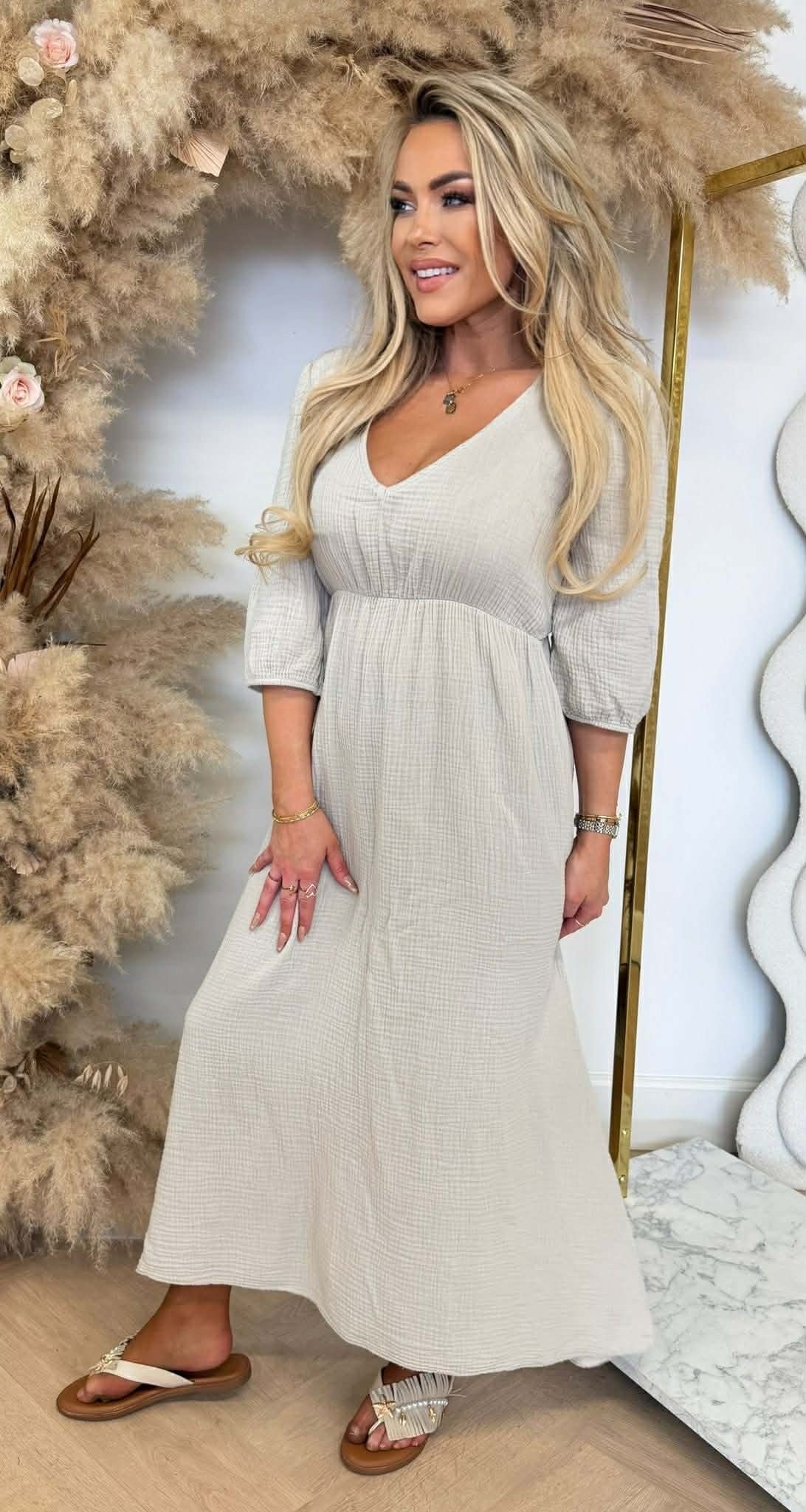 PROMISE COTTON MAXIKLEID BEIGE