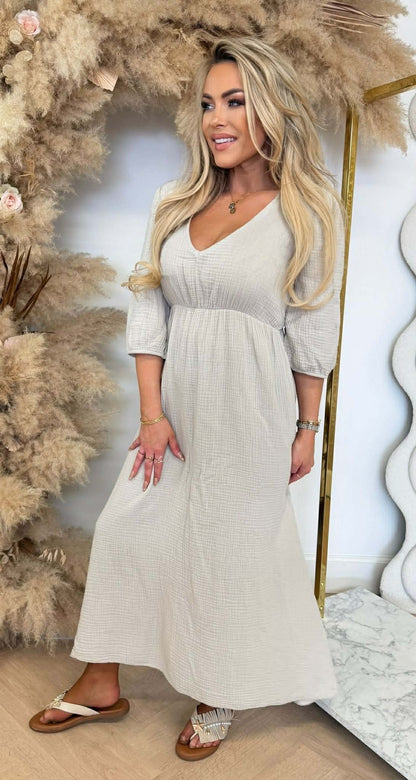 PROMISE COTTON MAXIKLEID BEIGE