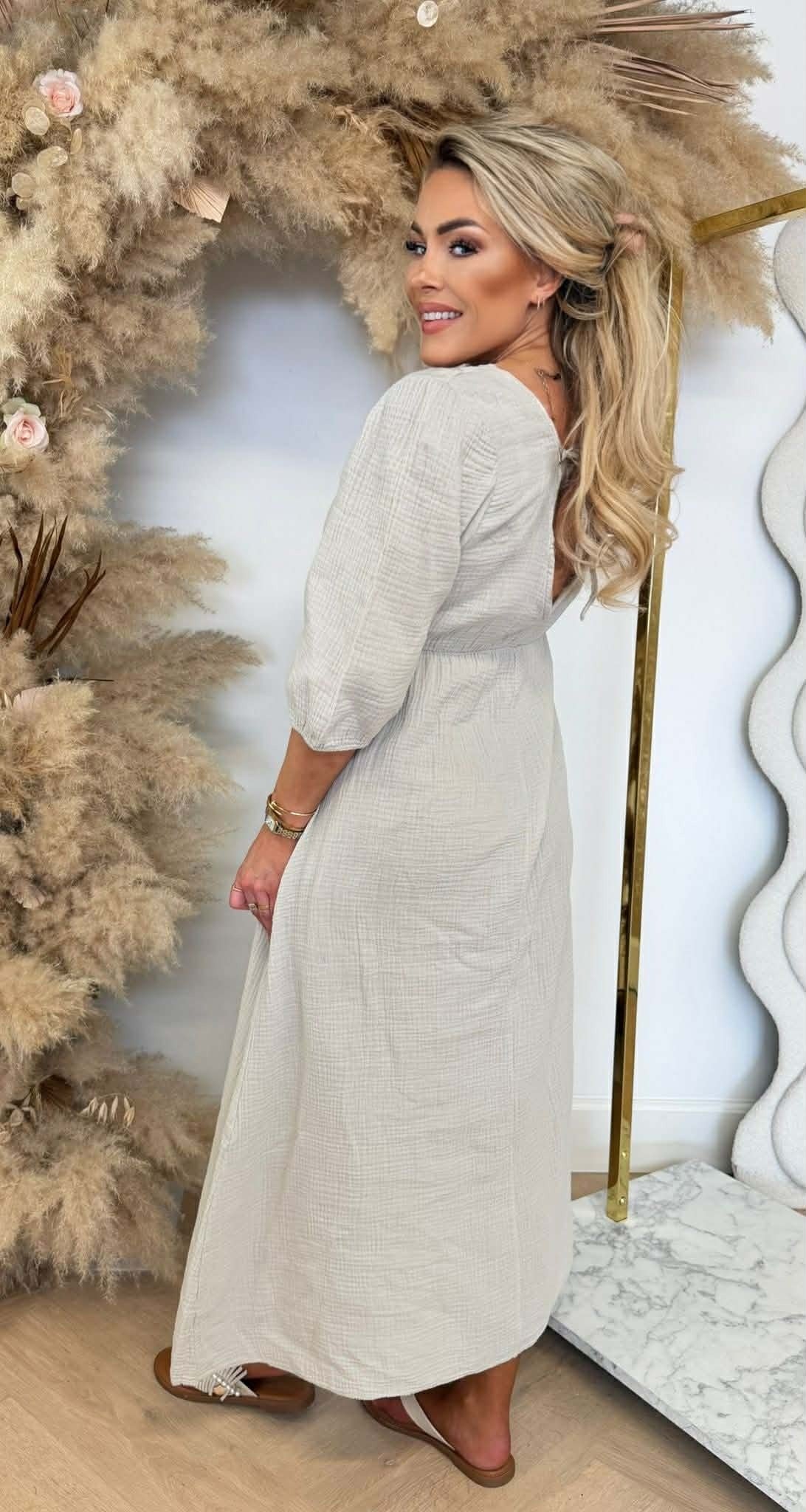 PROMISE COTTON MAXIKLEID BEIGE
